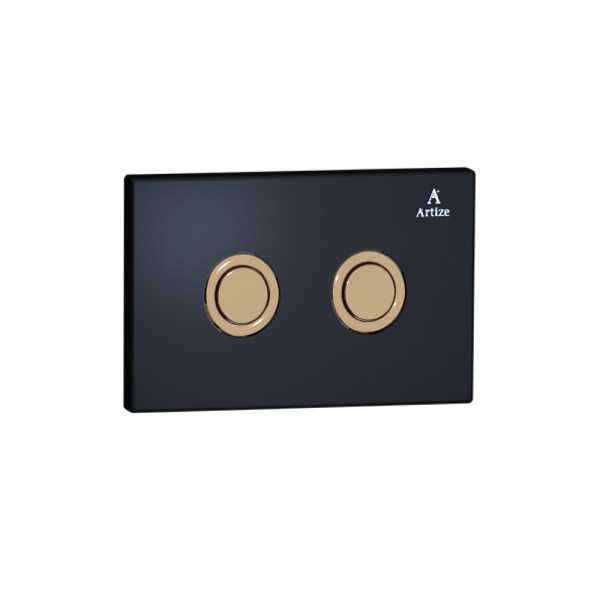 Cilica pneumatic black glass control plate Black Glass with Rose Gold Actuator