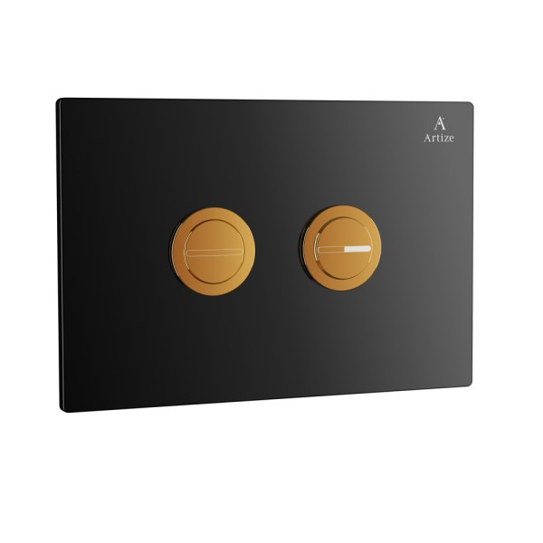 Cilica pneumatic black glass control plate Black Glass with Rose Gold Actuator